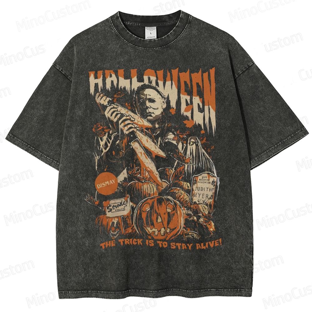 Vintage Michael Myers Halloween  Washed T-Shirt 