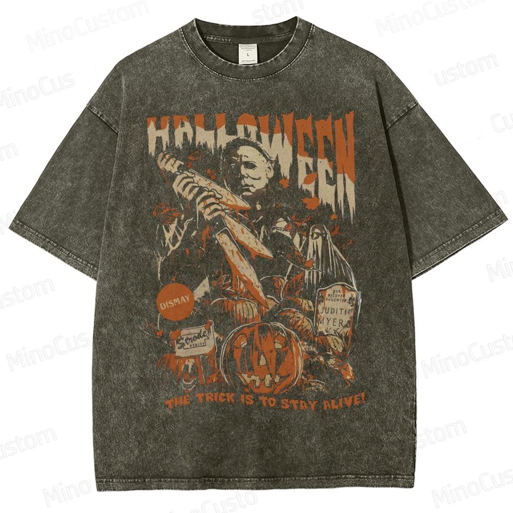 Vintage Michael Myers Halloween  Washed T-Shirt 