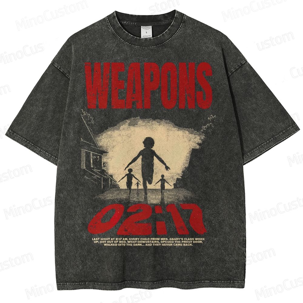 Weapons 02:17 Horror Graphic Washed T-Shirt