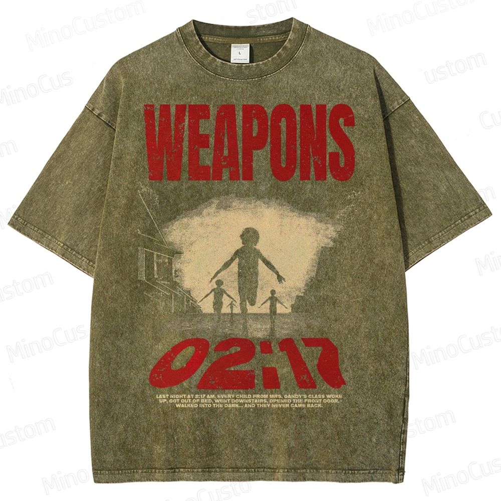 Weapons 02:17 Horror Graphic Washed T-Shirt