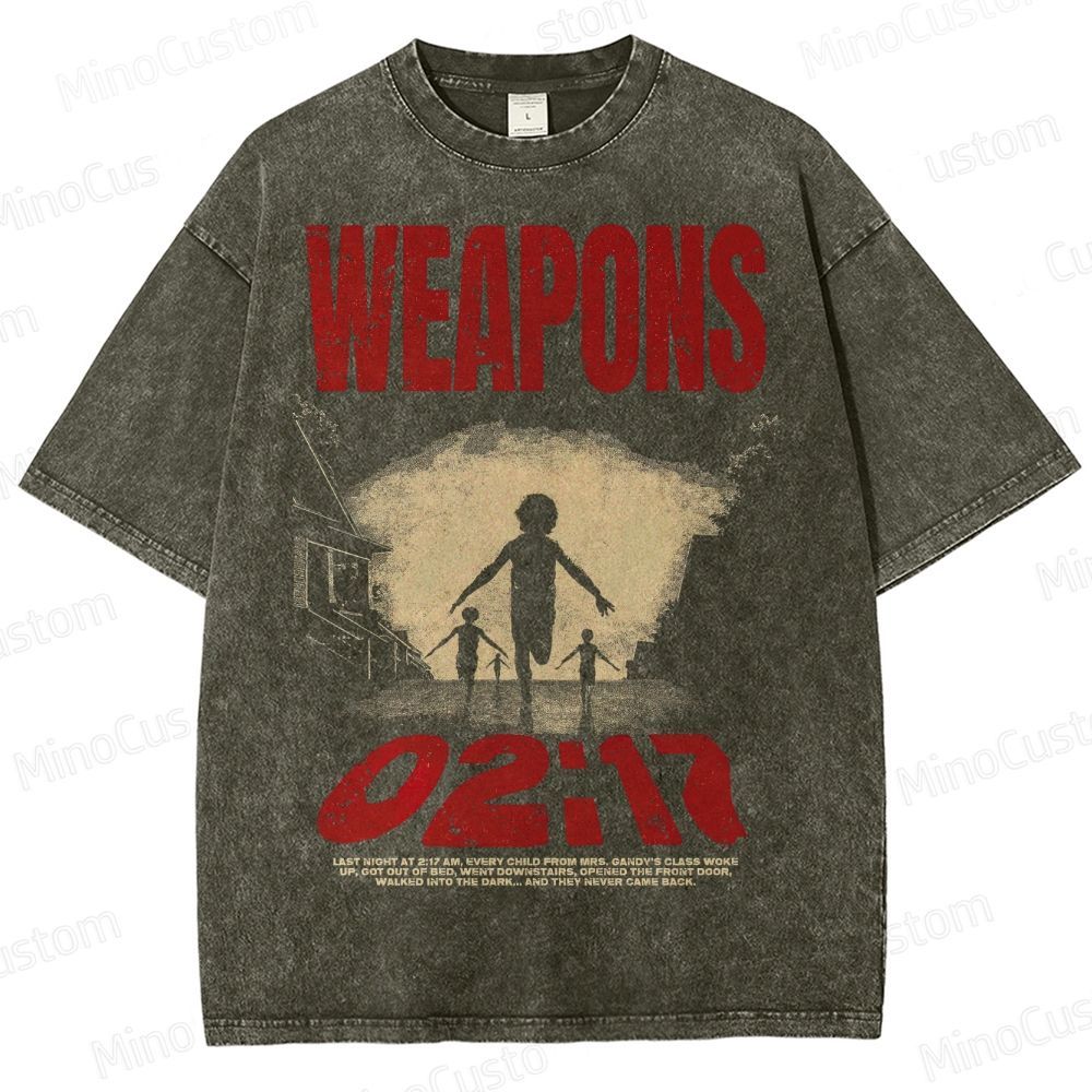 Weapons 02:17 Horror Graphic Washed T-Shirt