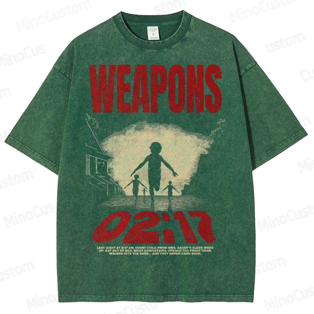 Weapons 02:17 Horror Graphic Washed T-Shirt