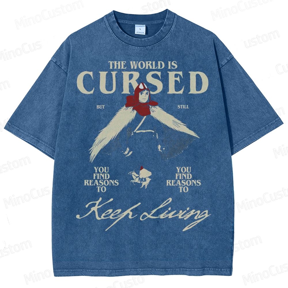 Cursed World Anime Graphic Washed T-Shirt 