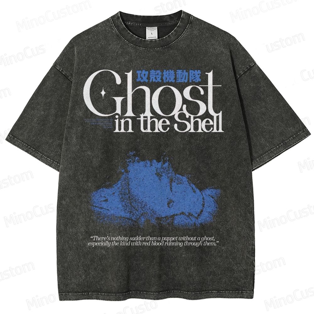 Ghost in the Shell Cyberpunk Graphic Washed T-Shirt 