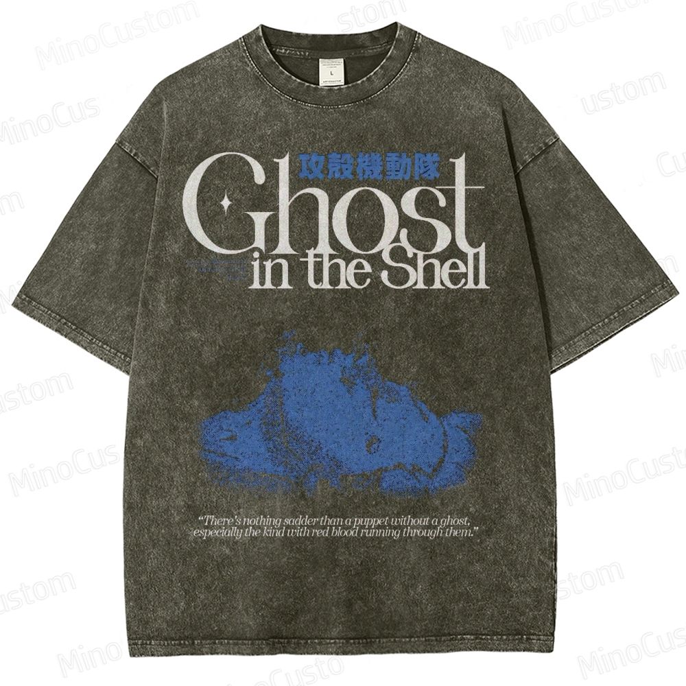 Ghost in the Shell Cyberpunk Graphic Washed T-Shirt 