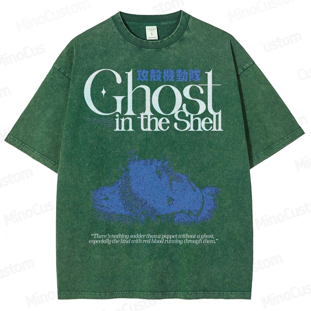 Ghost in the Shell Cyberpunk Graphic Washed T-Shirt 