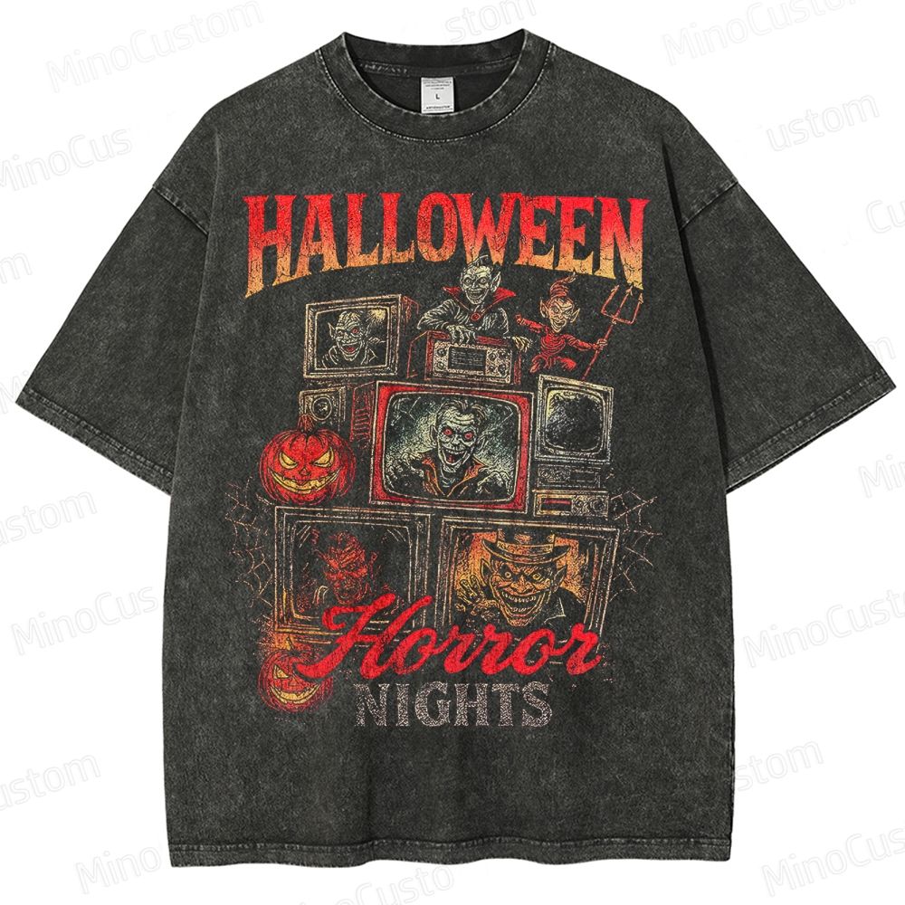 Vintage Halloween Horror Nights Graphic Washed T-Shirt