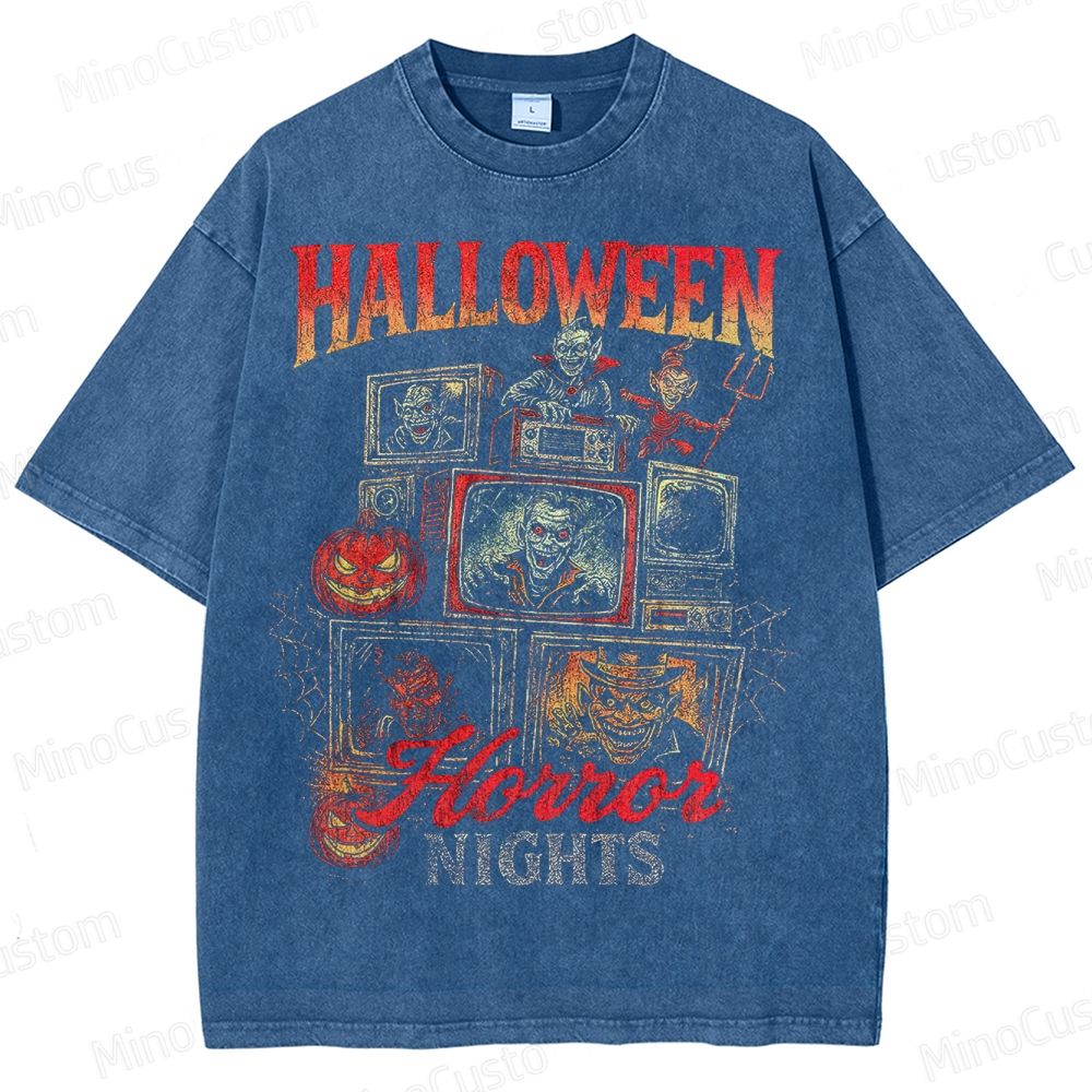 Vintage Halloween Horror Nights Graphic Washed T-Shirt