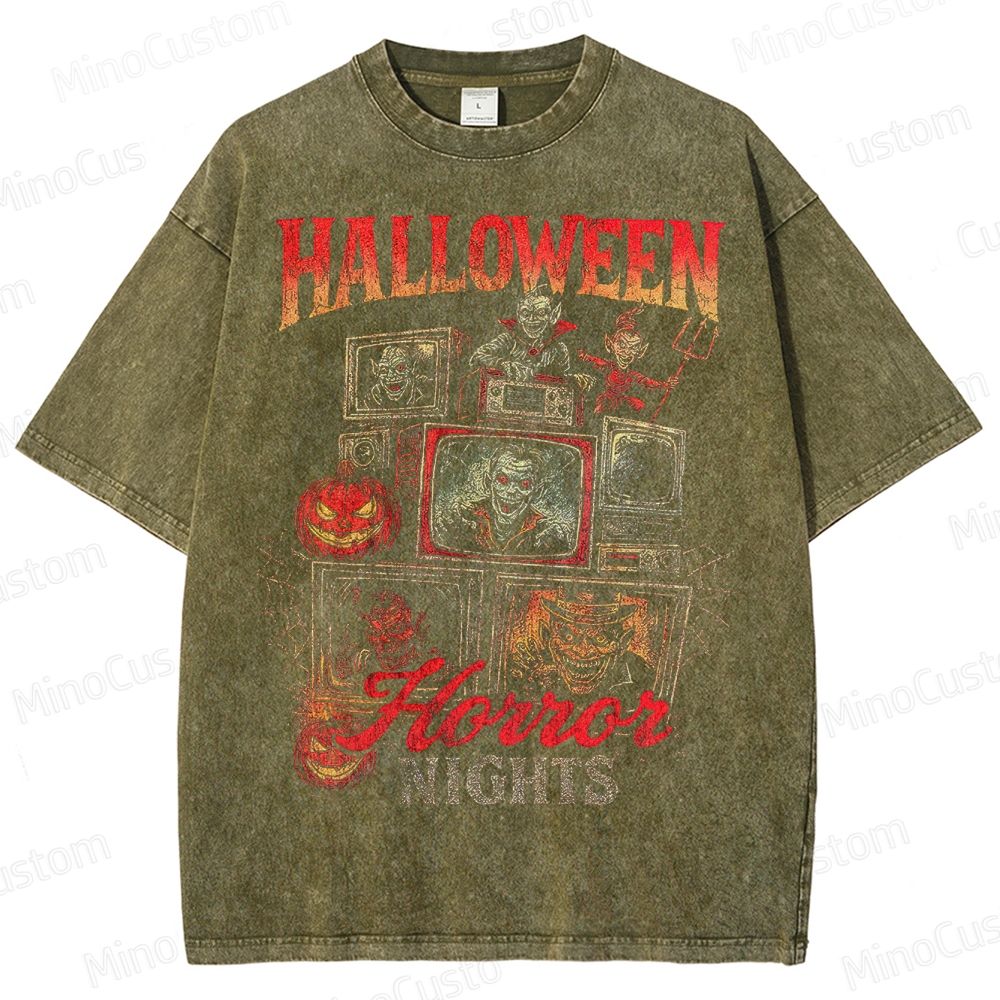 Vintage Halloween Horror Nights Graphic Washed T-Shirt