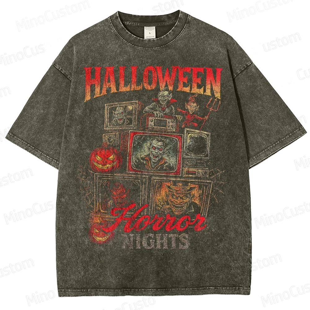 Vintage Halloween Horror Nights Graphic Washed T-Shirt