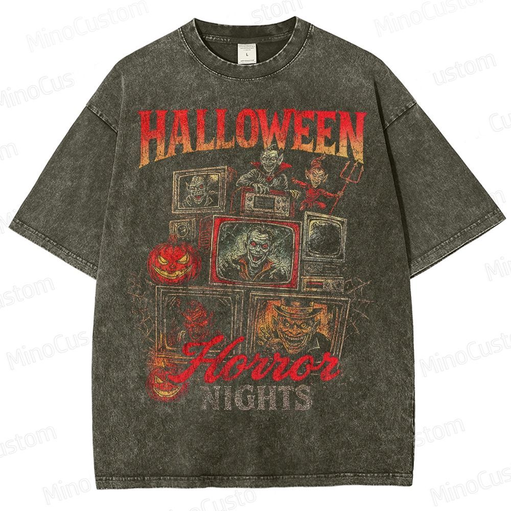 Vintage Halloween Horror Nights Graphic Washed T-Shirt