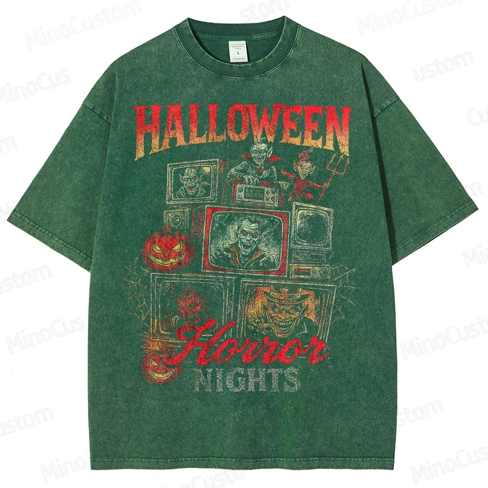 Vintage Halloween Horror Nights Graphic Washed T-Shirt