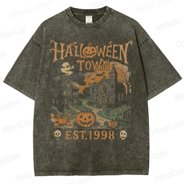 Halloweentown Est 1998 Vintage 90s Style Graphic Washed T-Shirt 