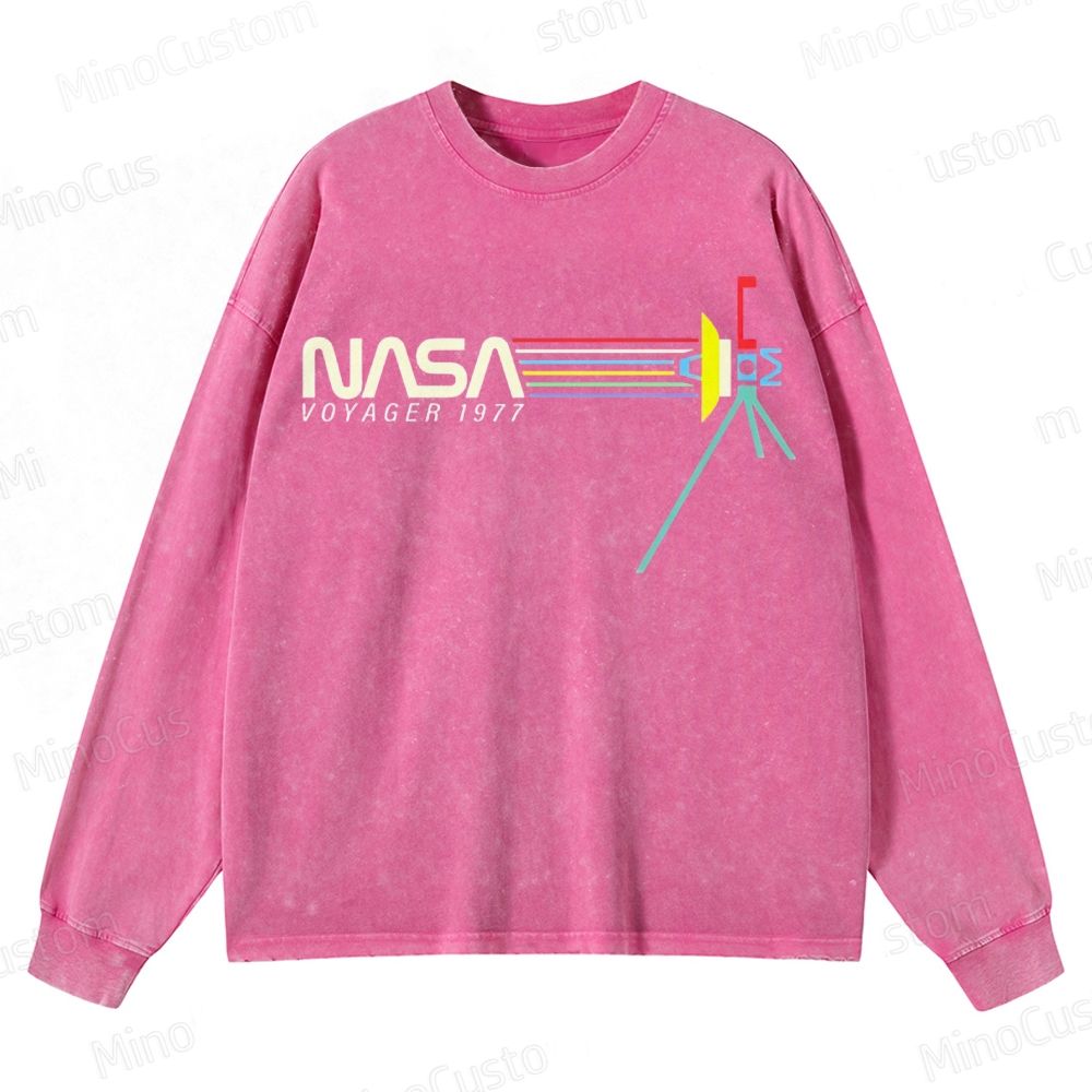 Retro NASA Voyager Spacecraft Crewneck Washed Sweatshirt 