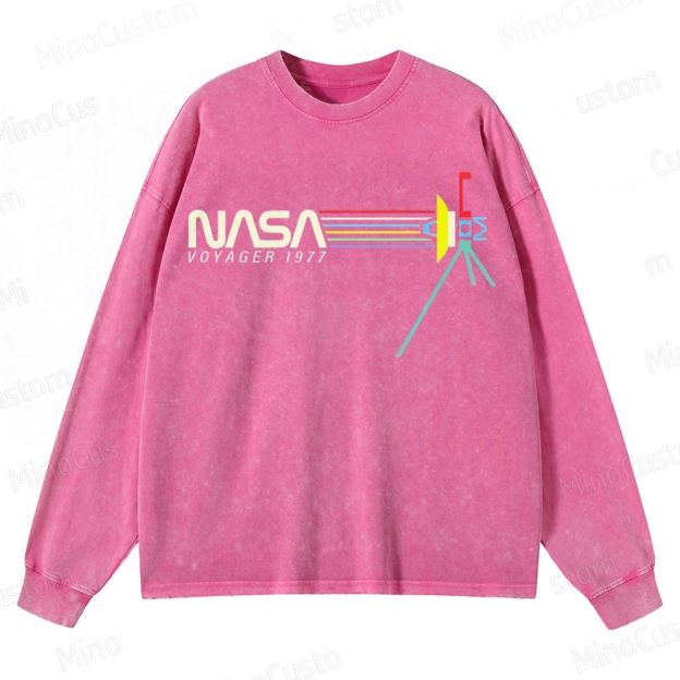 Retro NASA Voyager Spacecraft Crewneck Washed Sweatshirt 