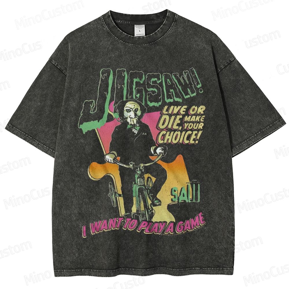 Saw Vintage Washed Horror T - shirt
