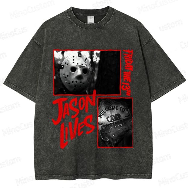 Friday the 13th: Jason Lives Vintage Washed Slasher Horror T - shirt