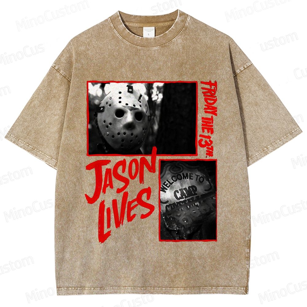 Friday the 13th: Jason Lives Vintage Washed Slasher Horror T - shirt