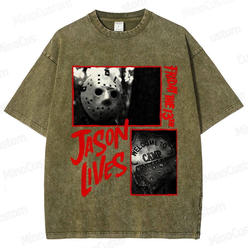 Friday the 13th: Jason Lives Vintage Washed Slasher Horror T - shirt
