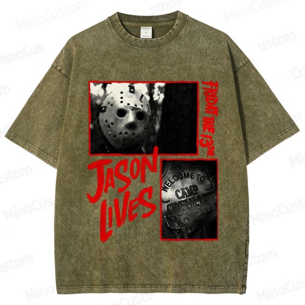 Friday the 13th: Jason Lives Vintage Washed Slasher Horror T - shirt