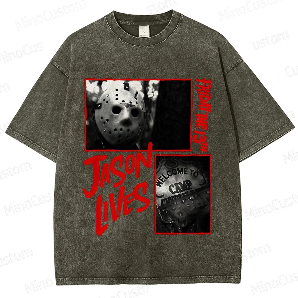 Friday the 13th: Jason Lives Vintage Washed Slasher Horror T - shirt