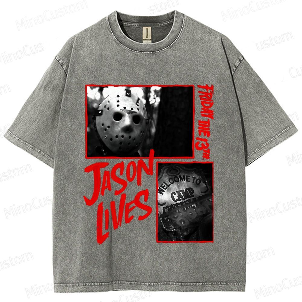 Friday the 13th: Jason Lives Vintage Washed Slasher Horror T - shirt