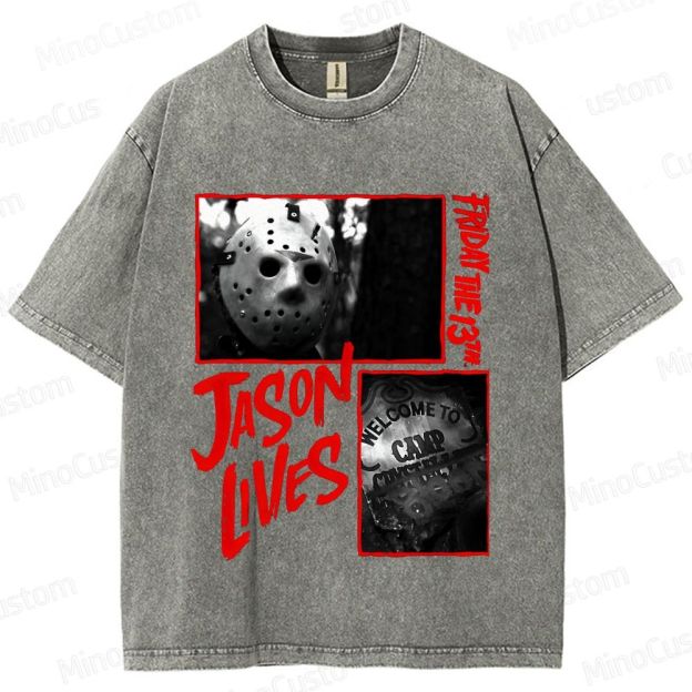 Friday the 13th: Jason Lives Vintage Washed Slasher Horror T - shirt