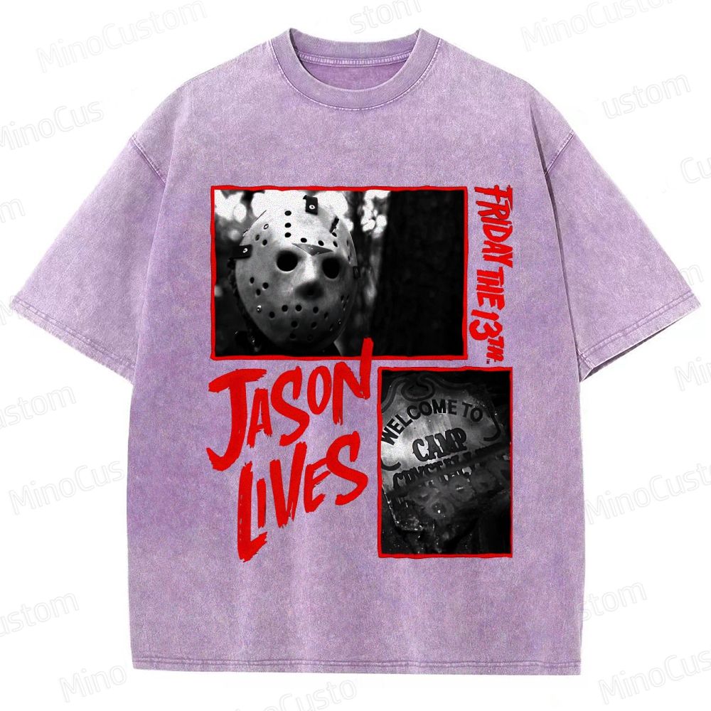 Friday the 13th: Jason Lives Vintage Washed Slasher Horror T - shirt