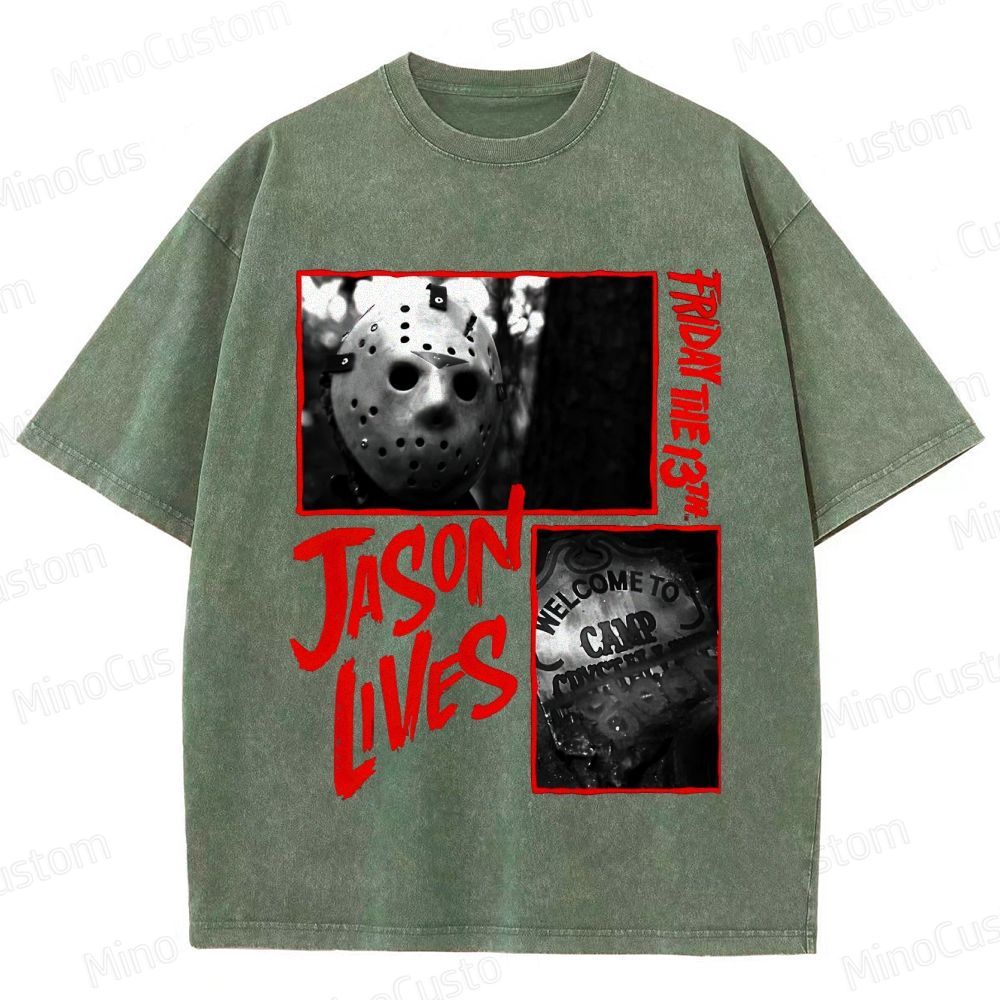Friday the 13th: Jason Lives Vintage Washed Slasher Horror T - shirt