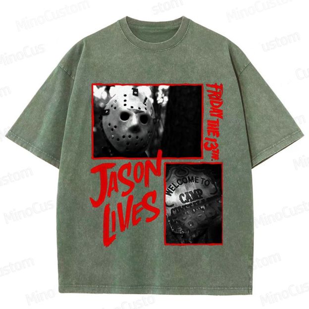 Friday the 13th: Jason Lives Vintage Washed Slasher Horror T - shirt