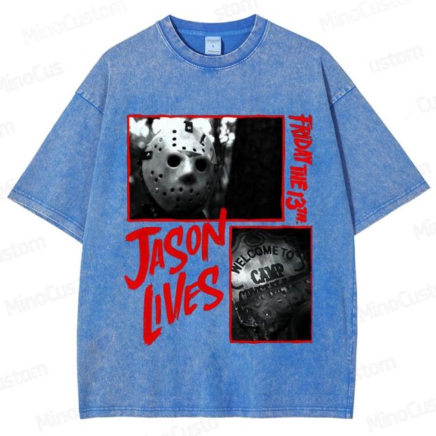 Friday the 13th: Jason Lives Vintage Washed Slasher Horror T - shirt