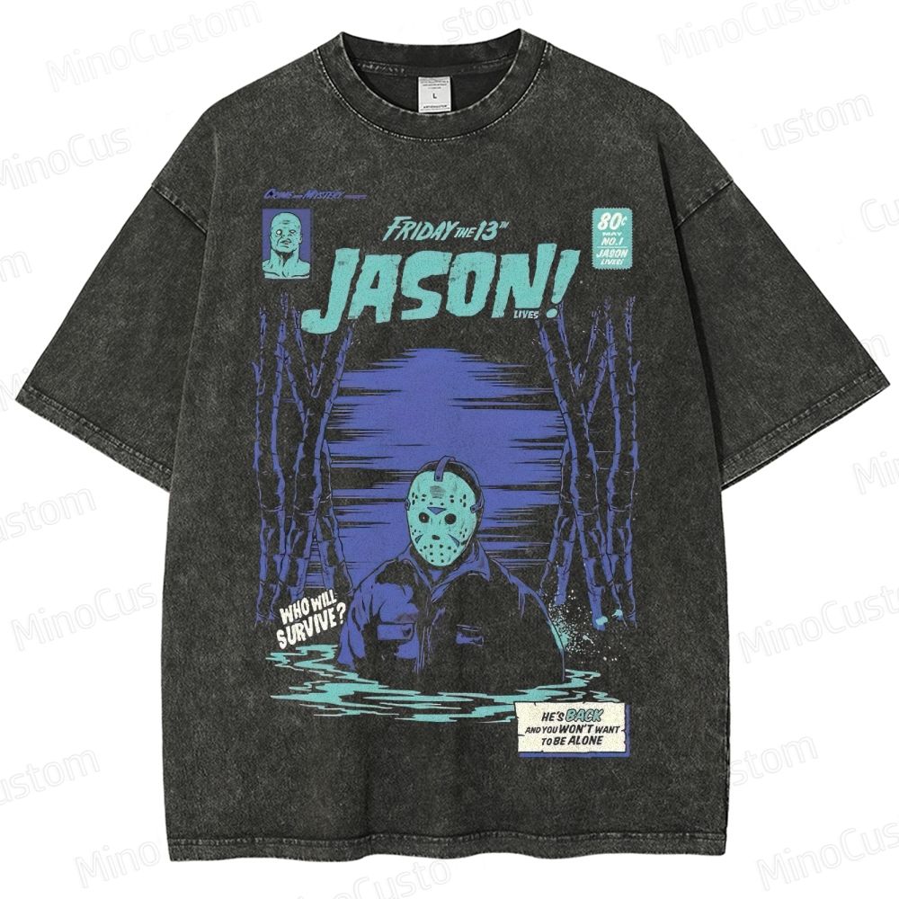 Friday the 13th Vintage Washed Slasher Horror T - shirt