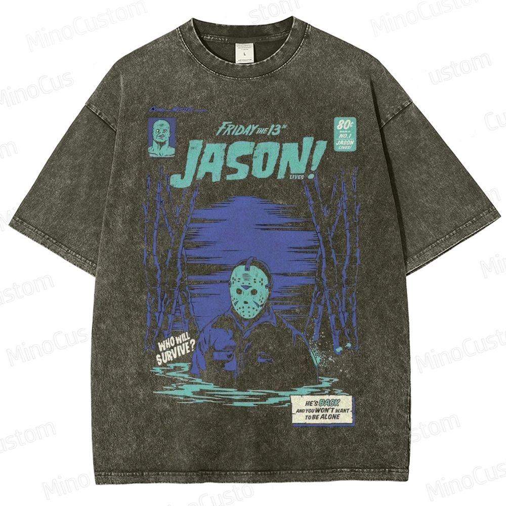 Friday the 13th Vintage Washed Slasher Horror T - shirt