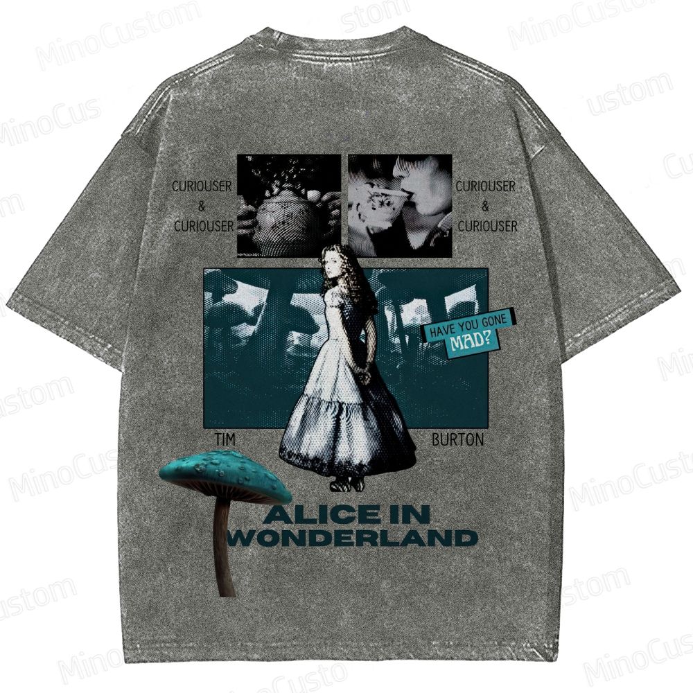 Alice in Wonderland Movie Graphic Vintage Washed T - shirt
