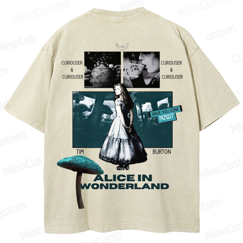 Alice in Wonderland Movie Graphic Vintage Washed T - shirt