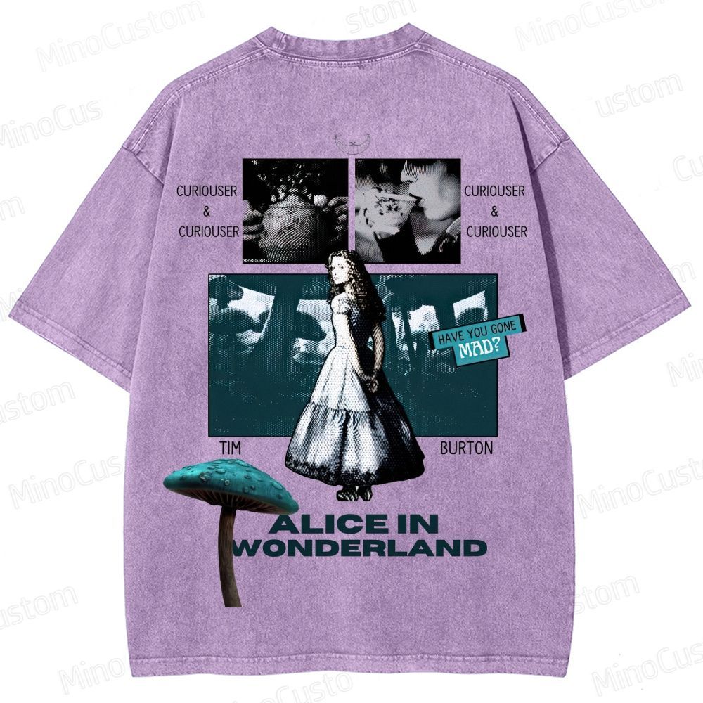 Alice in Wonderland Movie Graphic Vintage Washed T - shirt