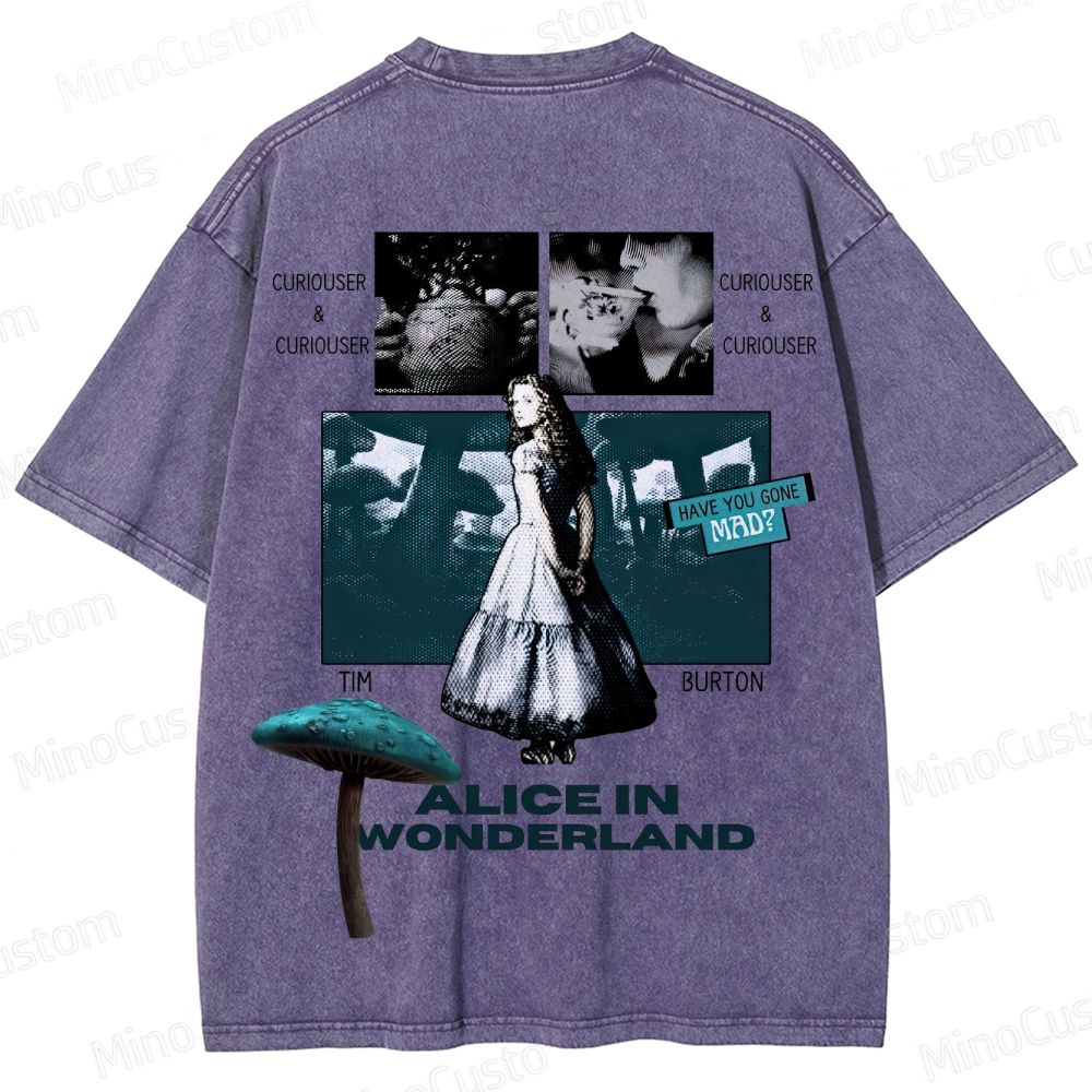 Alice in Wonderland Movie Graphic Vintage Washed T - shirt