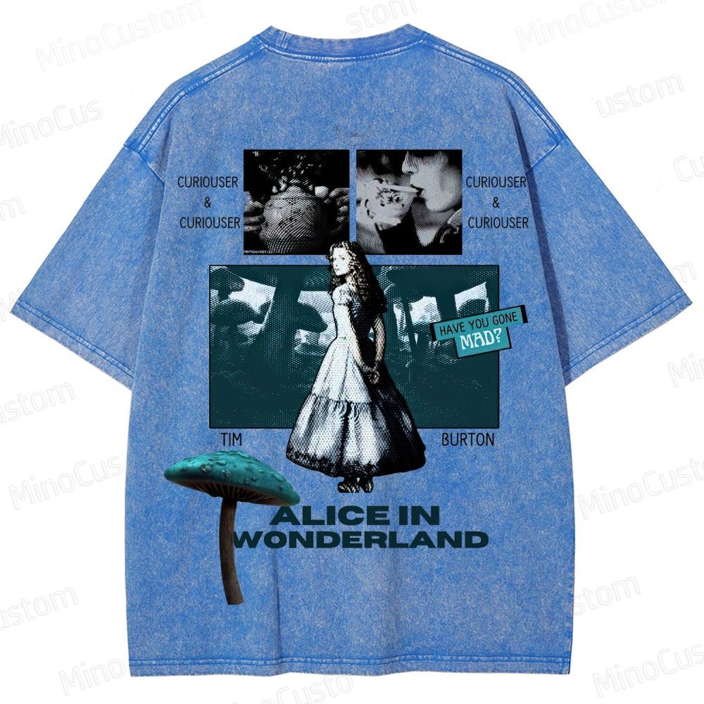 Alice in Wonderland Movie Graphic Vintage Washed T - shirt