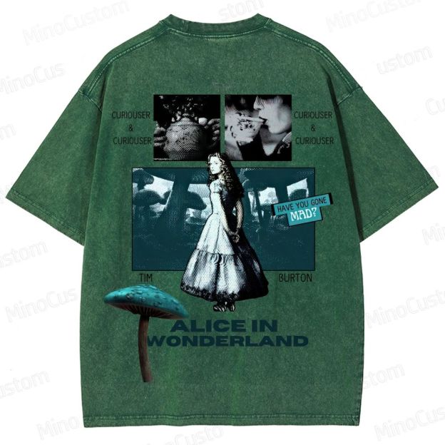 Alice in Wonderland Movie Graphic Vintage Washed T - shirt