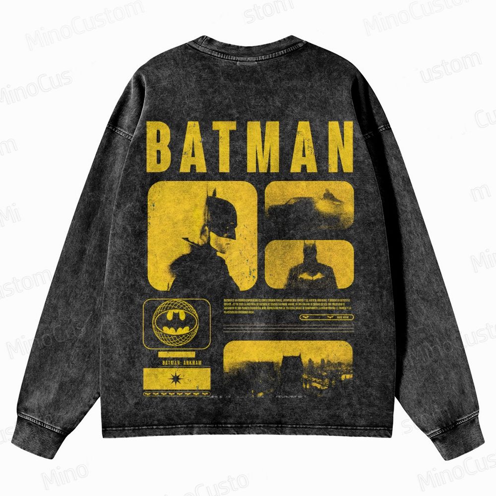Batman Vintage Washed Superhero Action Sweatshirt