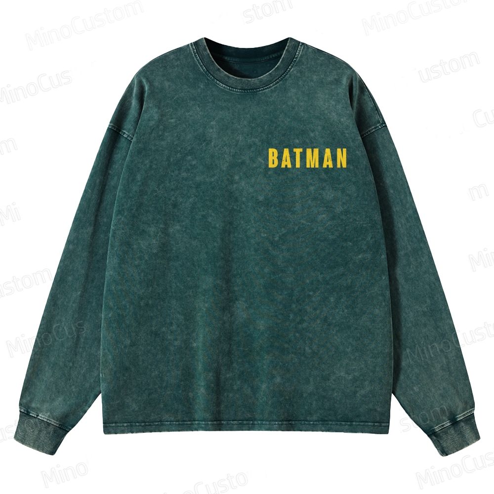 Batman Vintage Washed Superhero Action Sweatshirt