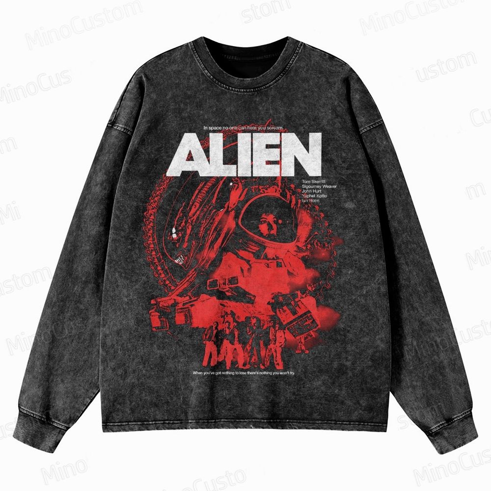 Alien Vintage Washed Sci - Fi Horror Sweatshirt