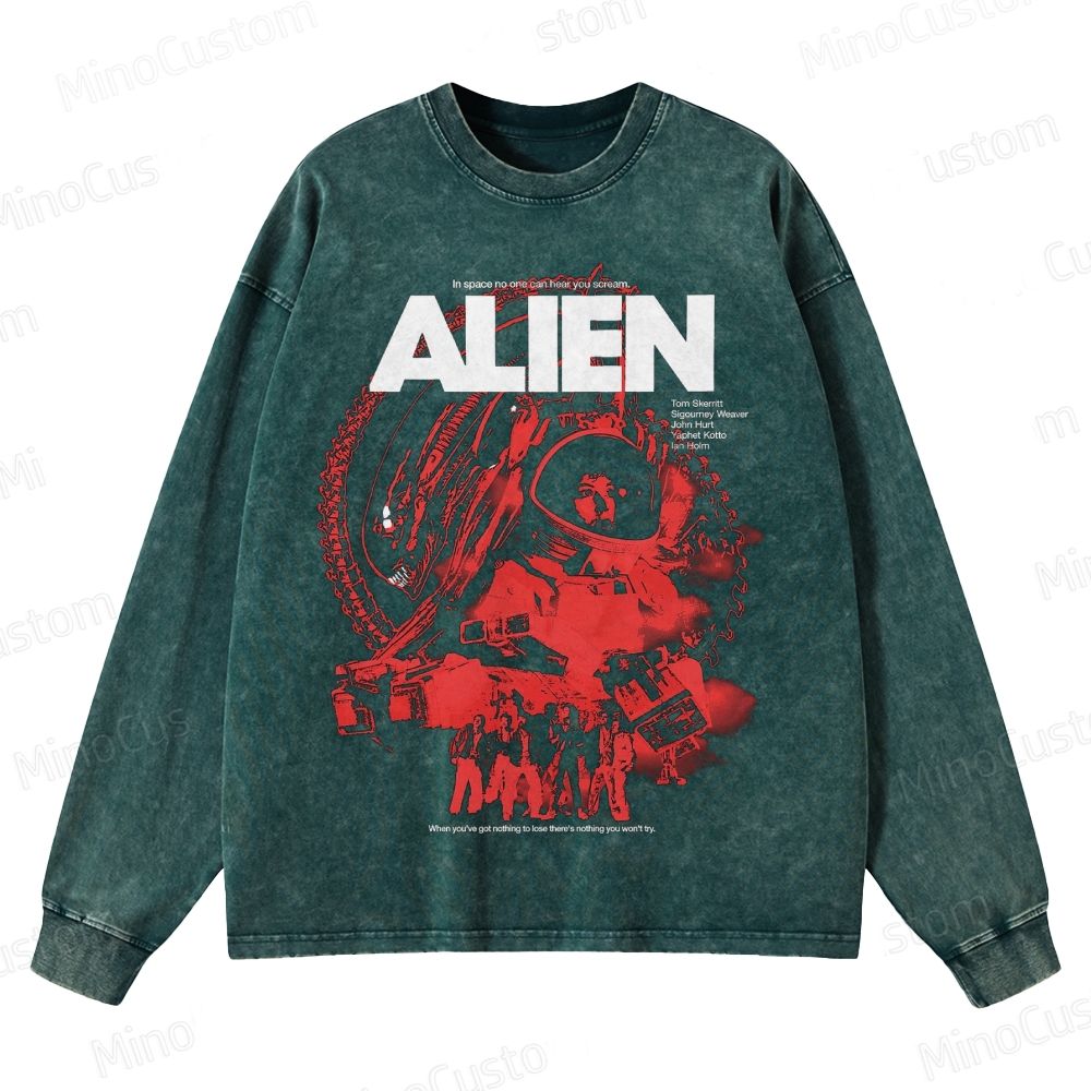 Alien Vintage Washed Sci - Fi Horror Sweatshirt