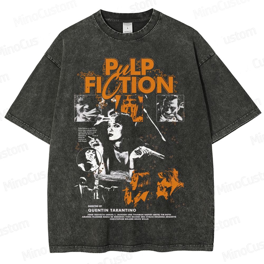 Pulp Fiction Vintage Washed Crime Drama T - shirt