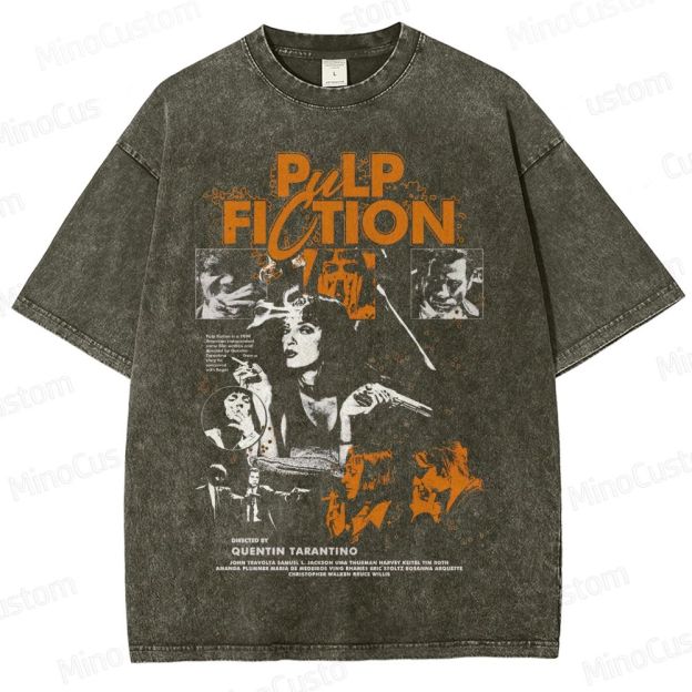 Pulp Fiction Vintage Washed Crime Drama T - shirt