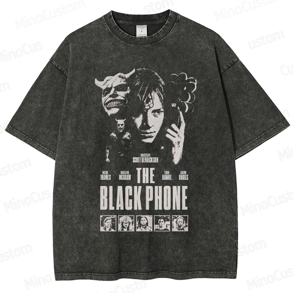 The Black Phone Vintage Washed Horror Thriller T - shirt