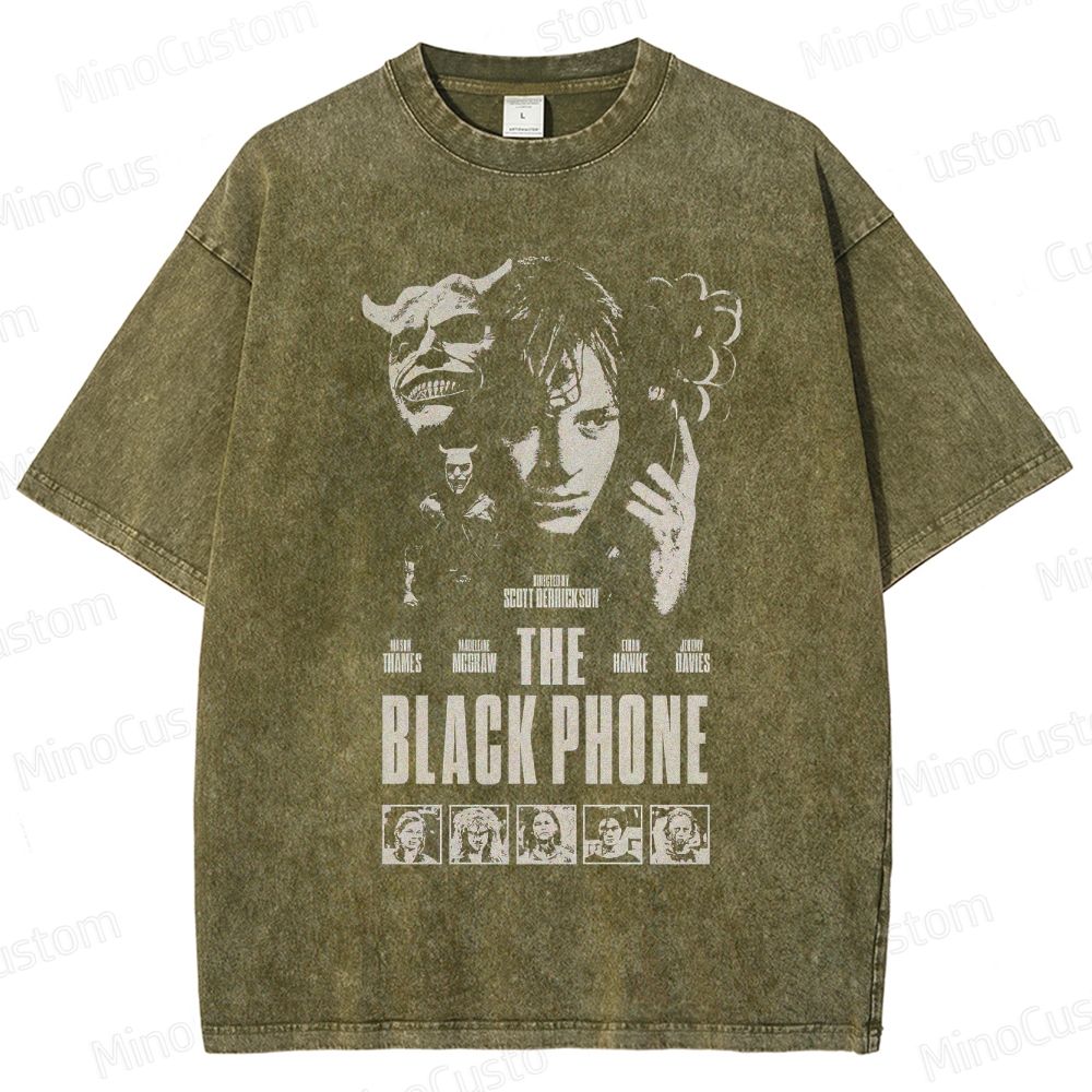 The Black Phone Vintage Washed Horror Thriller T - shirt