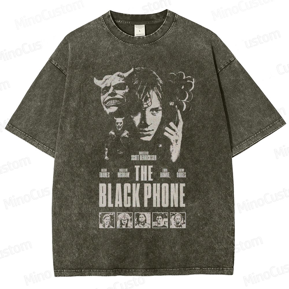 The Black Phone Vintage Washed Horror Thriller T - shirt