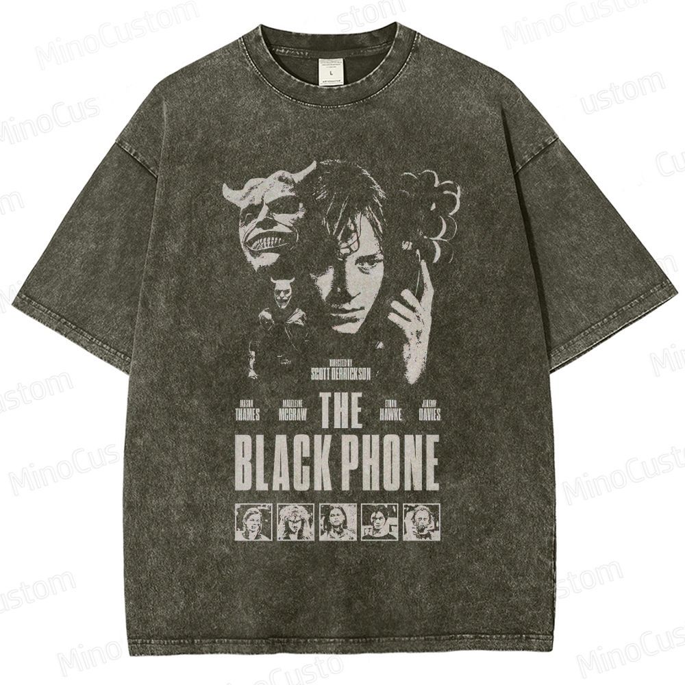 The Black Phone Vintage Washed Horror Thriller T - shirt