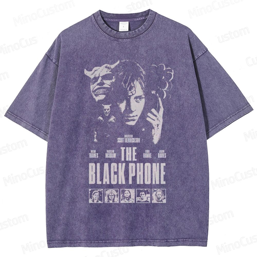 The Black Phone Vintage Washed Horror Thriller T - shirt